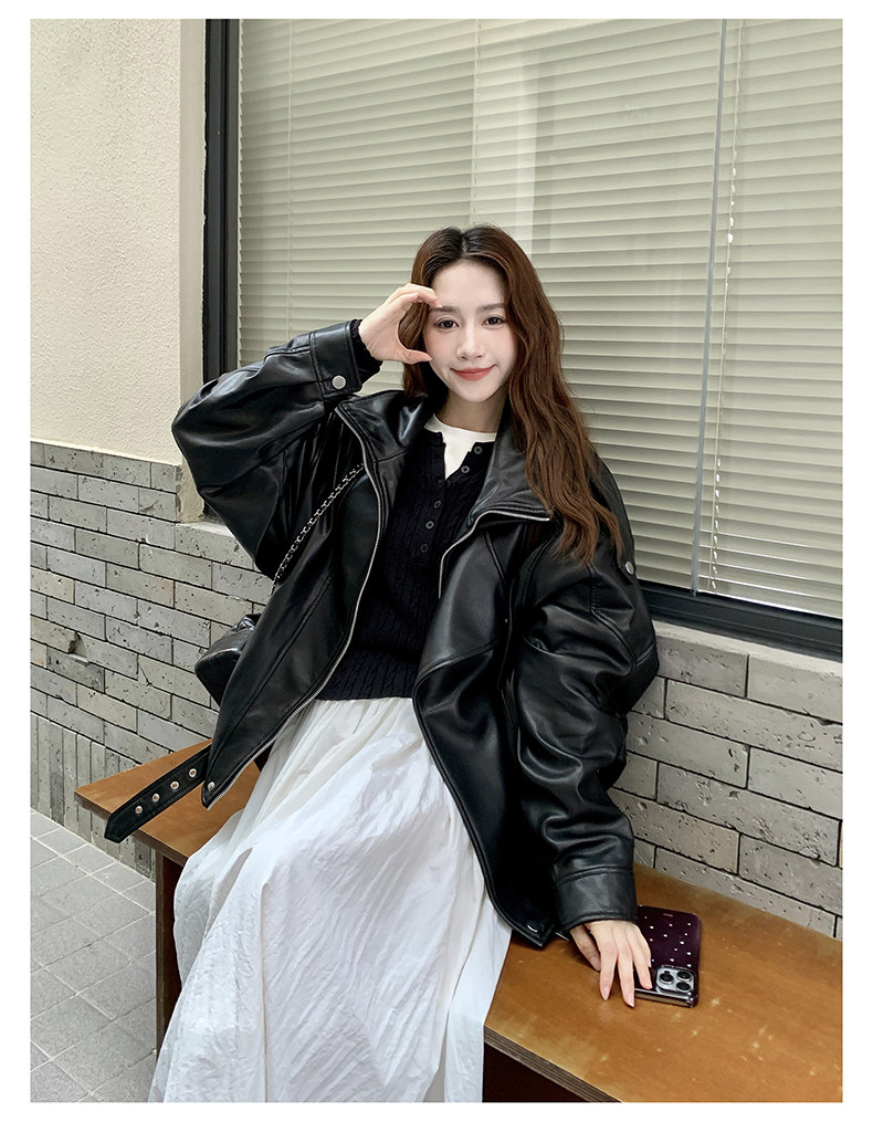 短款皮衣外套女秋季独特超好看酷飒风机车服pu,女装短外套,2C012