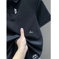 重磅刺绣男士POLO衫夏季新款黑色显瘦宽松短袖高端绣花设计感T恤，男装T恤，电商B212（原钱塘6029）