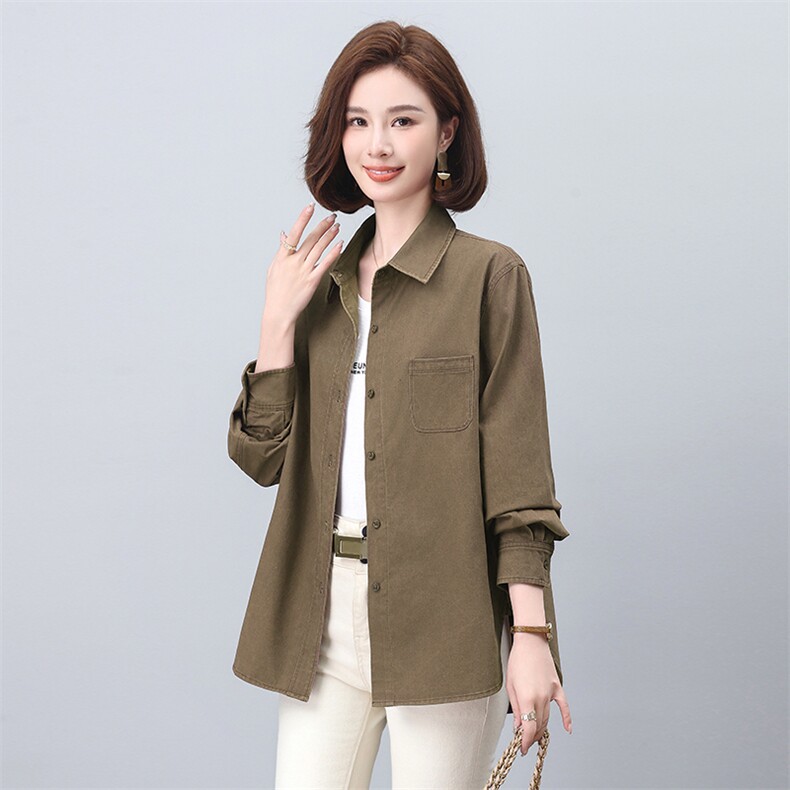 衬衫2024新款女早春休闲时尚洋气大码显瘦气质小个子妈妈纯棉上衣,女装衬衫,希欧阁