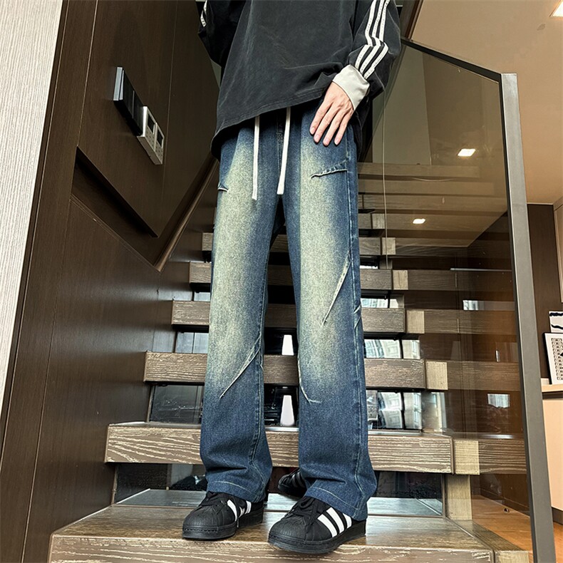 设计松紧腰牛仔裤男直筒B342-Z400-P50控68图片