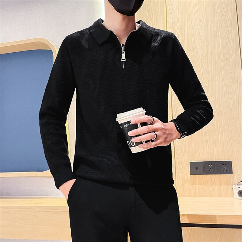301A-1/M85/P58男士秋冬新款半拉链翻领纯色毛衣男冬季打底衫,男装T恤,星座301A-1