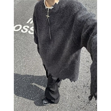 M29-P50美式半拉链破坏毛衣潮流百搭新款简约日系慵懒文艺，男装针织衫/毛衣，电商B323A
