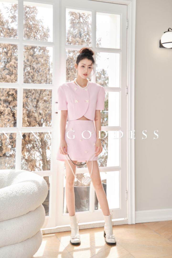 Nana-goddess夏季新款华夫格少女套装，女装职业装，DUOLINE(2F)