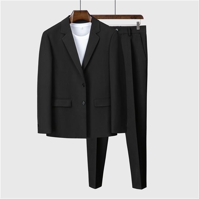 白色痞帅休闲男潮流宽松轻熟风西服套装男士网红外套秋冬季薄款，男装西服套装，星座505-2（原电商A260-1)