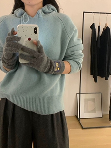 毛衣女秋冬2024秋冬款连帽洋气慵懒宽松软糯针织衫上衣图片