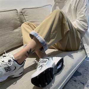 现货 1405-1-ZY001-P45 春秋翻边格子休闲裤 男女中性九分裤图片