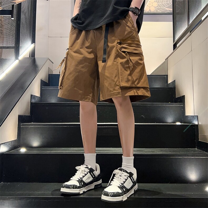 工装短裤男潮牌ins宽松休闲宽松大码中裤五分裤D0601-P48,男装牛仔裤,星座308B-2