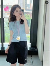 26老钱风针织经典圆领小马刺绣短袖秋夏款柔软透气自带凉感可机洗，女装T恤，美莎羊绒