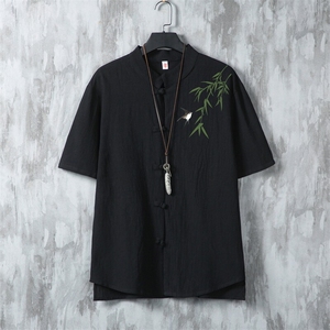男士衬衫短袖衬衣半袖印花立领唐装风 XZ1512-2408-P30图片
