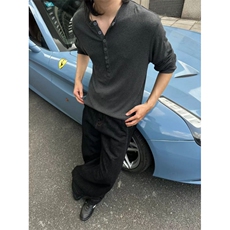 1303B-CT1001-P40亨利领原版品质纯色高级打底长袖T恤网图，男装T恤，星座1303B