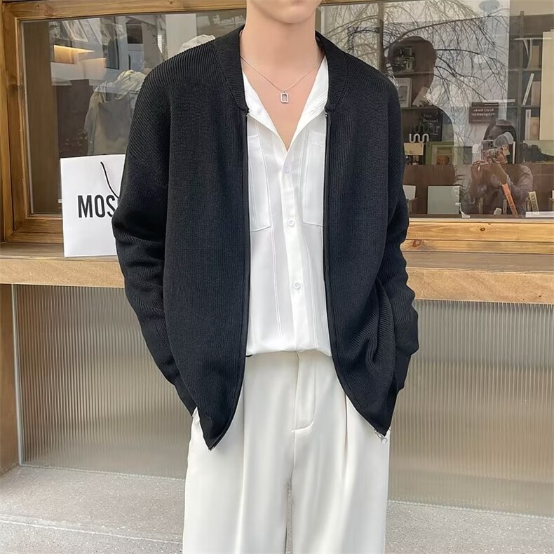 韩版针织开衫男春秋薄款纯色基本款休闲拉链毛衣外套男轻熟风B15,男装针织衫/毛衣,星座1116A-2（原606A-1）