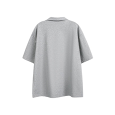浅灰色海鸥领短袖polo衫男款美式复古cleanfit翻领t恤高级感半袖，男装Polo衫，电商A072