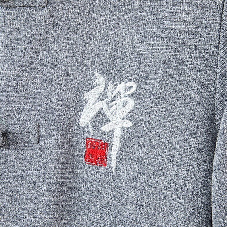 风夏季亚麻盘扣刺绣衬衣男长袖男士衬衫QT2026-CS1028-P70,男装衬衫,星座1512