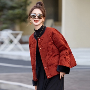 新中式g风羽绒服女2025冬季新款拼接白鸭绒加厚短外套图片