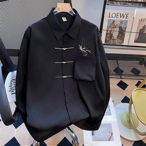 2026年衬衫男长袖白风竹叶衣服新中式男女装穿搭衬衣莲花C6694图片