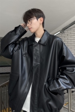 主推港风秋装中性美式刺绣夹克复古情侣皮衣休闲外套男G1062P88，男装夹克，电商A339