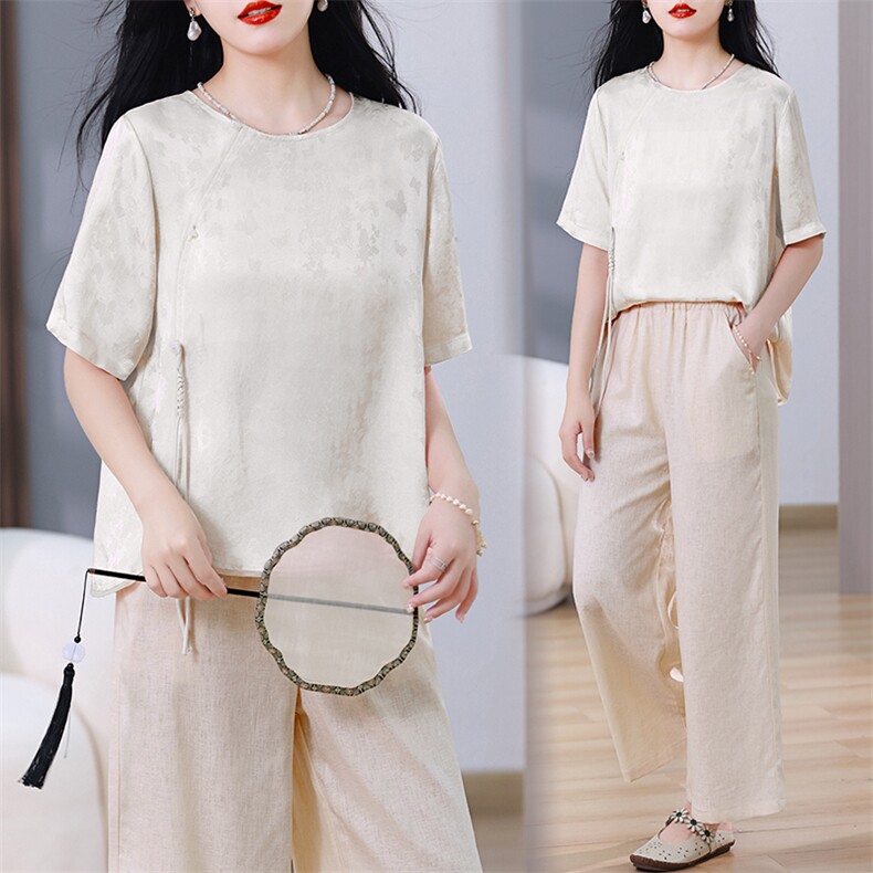 2024夏装新款时尚潮流简约气质复古提花上衣，女装衬衫，阿丹