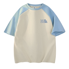 杏色拼天蓝袖