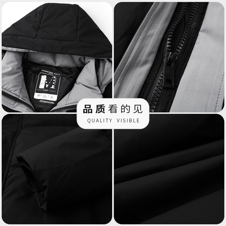 冬季男士鸭绒羽绒服时尚面包服保暖加绒男品质潮服可脱卸帽外套,男装羽绒服,钱塘6003（原4033）