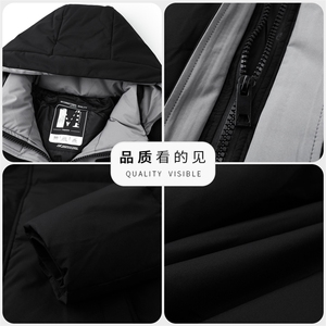 冬季男士鸭绒羽绒服时尚面包服保暖加绒男品质潮服可脱卸帽外套图片