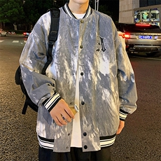 港风雾点棒球领百搭休闲宽松夹克外套男XZ214-8JK806P65，男装夹克，星座1204-3