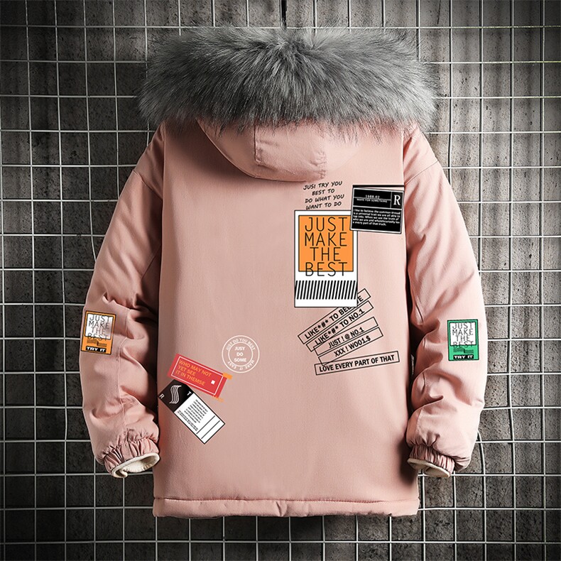MM48121-P130冬季大毛领棉衣男士大码加厚棉袄男棉服网格,男装棉衣,电商A040A