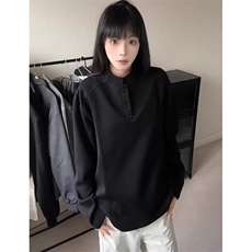 肌理感秋季男女华夫格透气亨利领户外运动休闲纯色长袖T恤WT02，男装T恤，星座1116A（原606A-3）