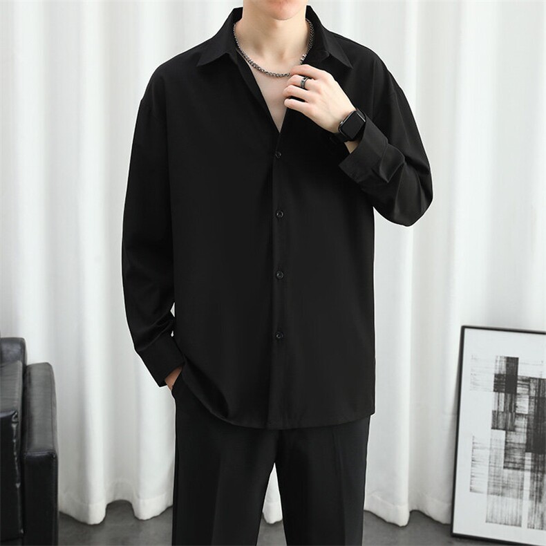 SJ-217-2-CS2415 春夏秋季薄款冰丝长袖衬衫男垂感衬衣外套图片