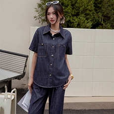 牛仔套装阔腿裤两件套春夏装女2025年新款时尚一整套穿搭显高显瘦，女装套装/套裙，跑量工厂店