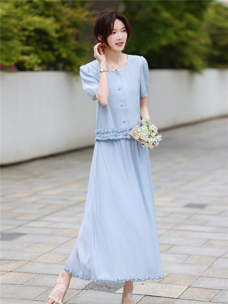 2026年夏季新潮立体花优雅范女人味系腰带显瘦修身气质套装,商品下架区,鑫源服饰