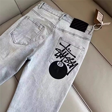 潮牌修身直筒2025新款刺绣牛仔裤男网红同款百搭字母弹力小脚长裤，男装牛仔裤，星座506A