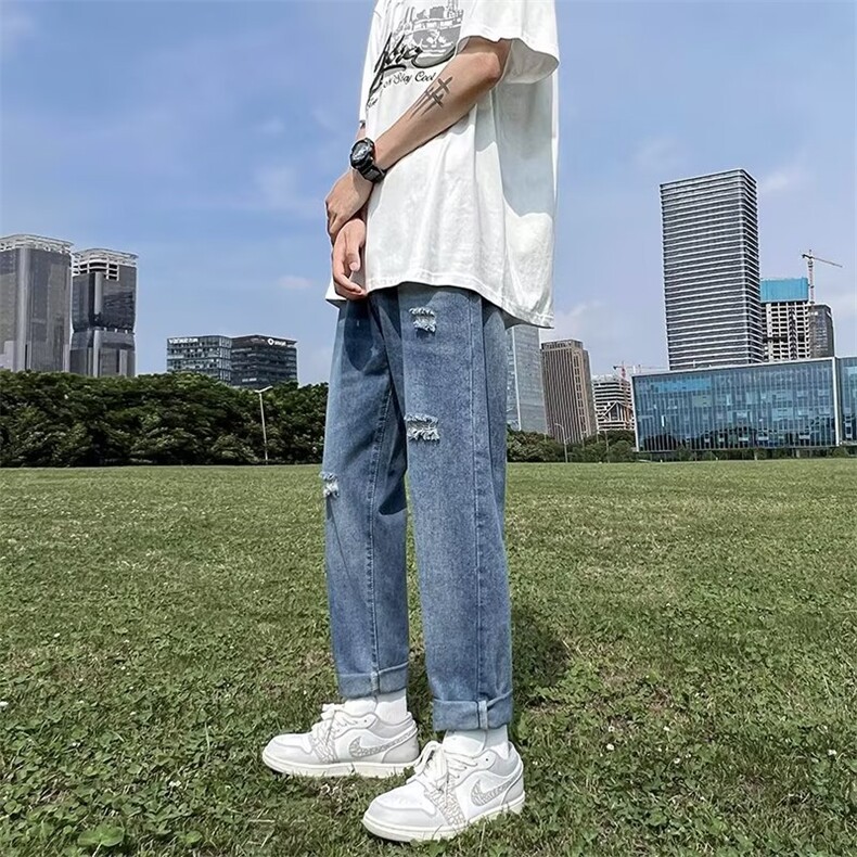 牛仔裤男夏季潮大码休闲裤子高街设计N321P38,男装牛仔裤,星座1116-2