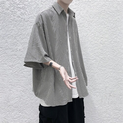 港风经典格子宽松男士衬衫 A071-C03-P35图片