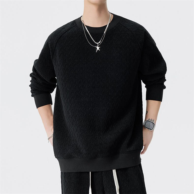 春季新款大码男士圆领套头提花卫衣6520-P42大码元,男装卫衣,星座209