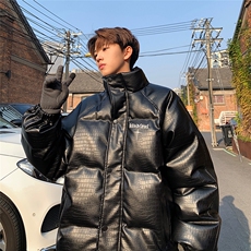 EQ345美式绣花PU皮棉衣冬季加厚保暖外套男潮流棉服2024新款，男装棉衣，电商C306-1