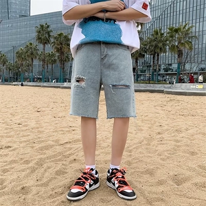 青春流行ins男直筒水洗牛仔裤 P35图片