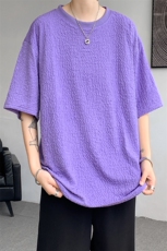 8XL-M特大码短T恤泡泡袖肌理感冰丝短袖衬衫上衣五分袖DX322P25，男装T恤，电商D206-1