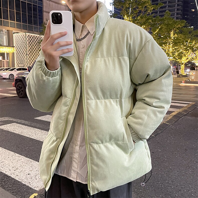 男女情侣纯色鹿皮绒立领棉衣男宽松大码外套潮B343/8805/P80,男装棉衣,星座1905A（原电商B343）
