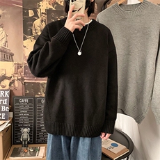 MY0012025春纯色精梳棉圆领休闲百搭毛衣直筒套头针织衫，男装针织衫/毛衣，星座1108