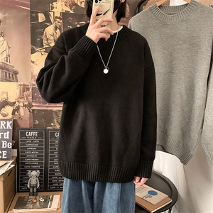 MY001 2025春纯色精梳棉圆领休闲百搭毛衣直筒套头针织衫图片
