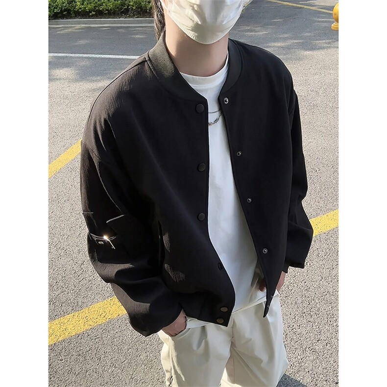模特-美式复古小众宽松机车夹克外套男 9015-P68图片