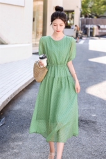 学生甜美仙女真丝雪纺连衣裙淑女气质夏季小个子显瘦温柔风初恋裙，商品下架区，蓝诺裳