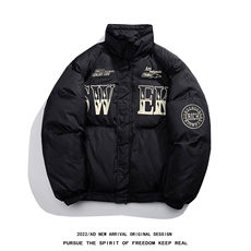 白鸭绒白底22冬季新款潮流字母印花加厚立领羽绒服YR223P195控258，男装羽绒服，电商A247-1
