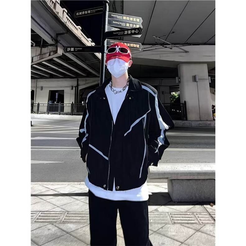 美式高街夹克男韩版潮流拼色百搭个性2024春季新款外套W5112-P68,男装夹克,星座412-2