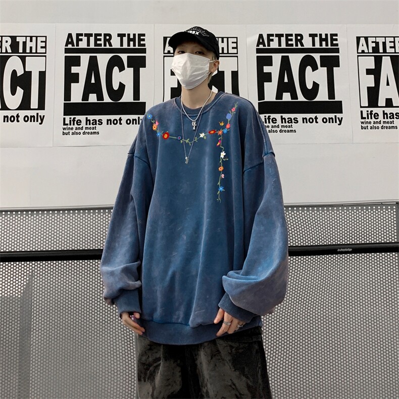 美式潮牌重磅水洗做旧圆领卫衣力推大码男XZ517A-BK5559-P58,男装卫衣,星座517A