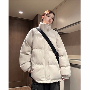 EQ355 灯芯绒字母条棉衣外套男女学生冬季加厚面包服2024新款棉服图片