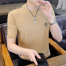 7932-P50夏季休闲时尚短袖毛衣男打底衫欧货T恤潮牌针织衫，男装T恤，电商D310B-1