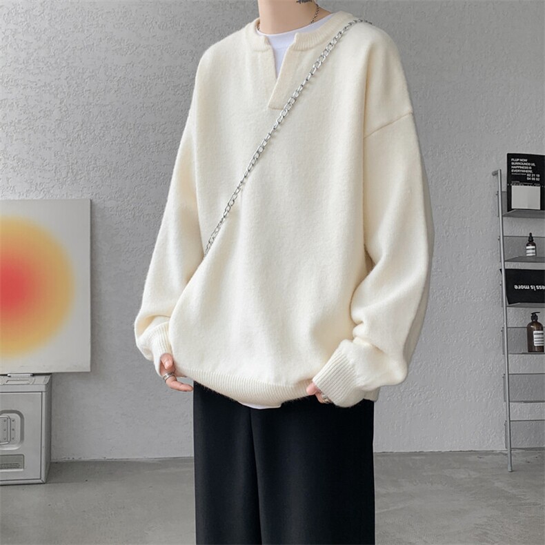 8XL-M高品质V领毛衣大码针织时尚外套慵懒风纯色打底衫MY1508/P68图片