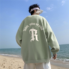 ！直播品质重磅宽松大码港风R印花圆领卫衣WY73-特p28，男装卫衣，星座508（原C305）