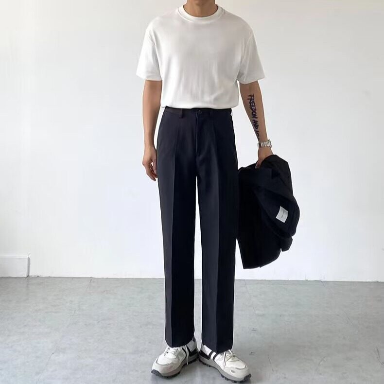 春季新款ins坠感小西裤男韩版潮流宽松学生直筒阔腿休闲西装长裤,男装西服套装,星座506A